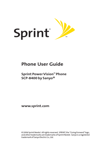 Sanyo Power Vision SCP-8400, SCP-8400 Sprint, SCP-8400, SCP 8400 - Cell Phone - Sprint Nextel User manual Sanyo Power Vision SCP-8400, SCP-8400 Sprint, SCP-8400, SCP 8400 - Cell Phone - Sprint Nextel User manual