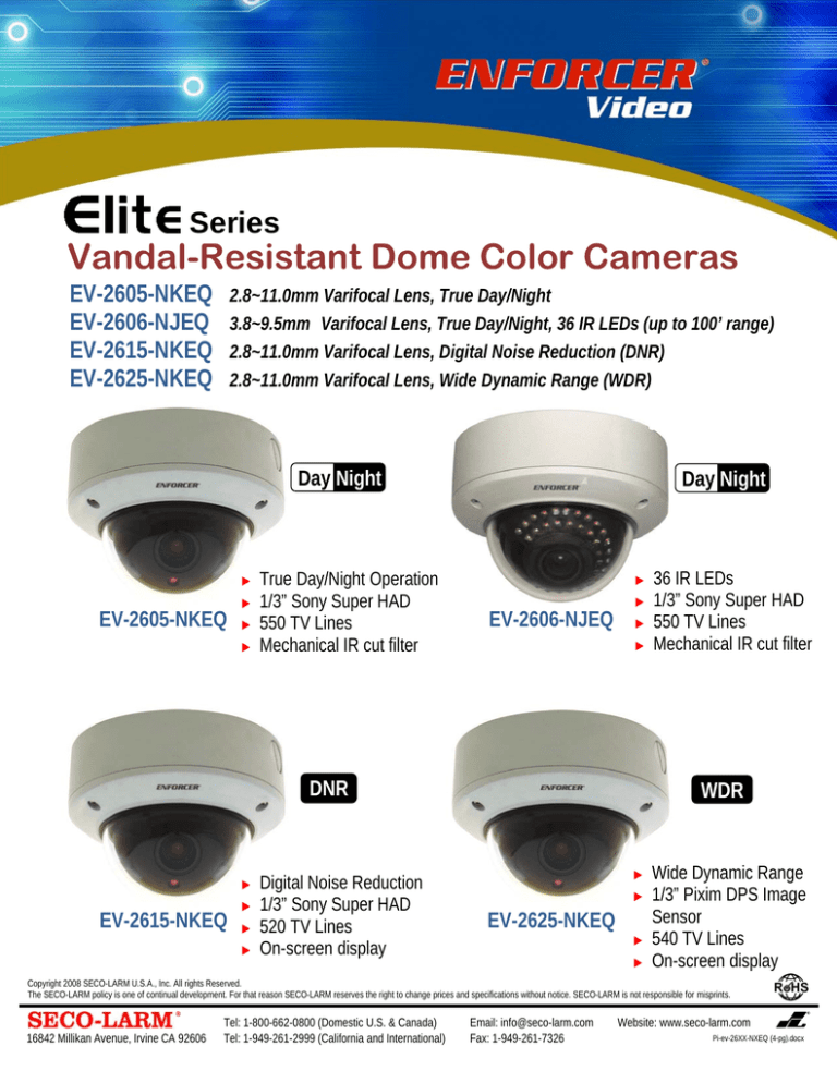 SECO-LARM USA EV-2605-NKEQ User manual SECO-LARM USA EV-2605-NKEQ User manual