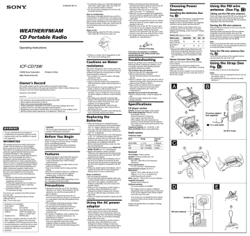 Sony Ericsson ICF-CD73W User's manual Sony Ericsson ICF-CD73W User's manual