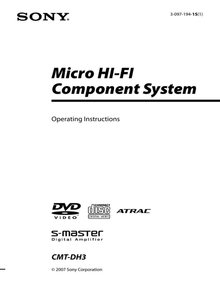Sony 3-097-194-15(1) User's manual Sony 3-097-194-15(1) User's manual