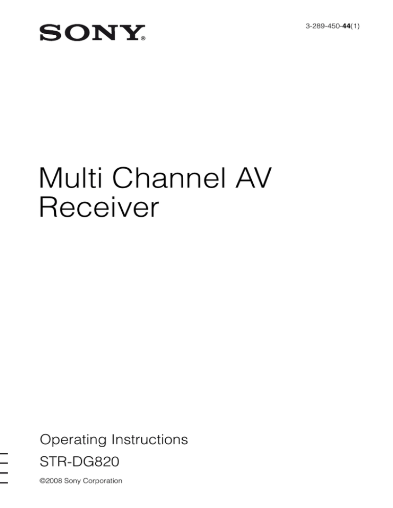 Sony 3-289-450-44(1) User's manual Sony 3-289-450-44(1) User's manual
