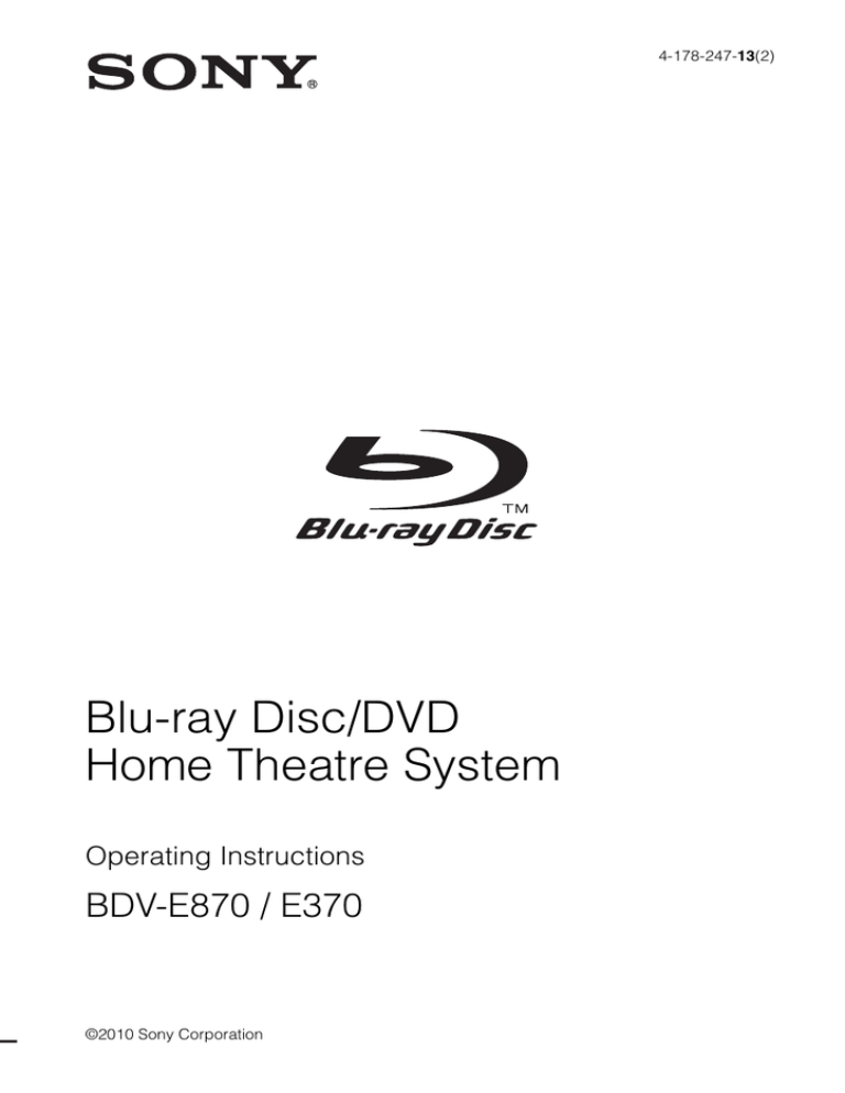Sony 4-178-247-13(2) User manual Sony 4-178-247-13(2) User manual
