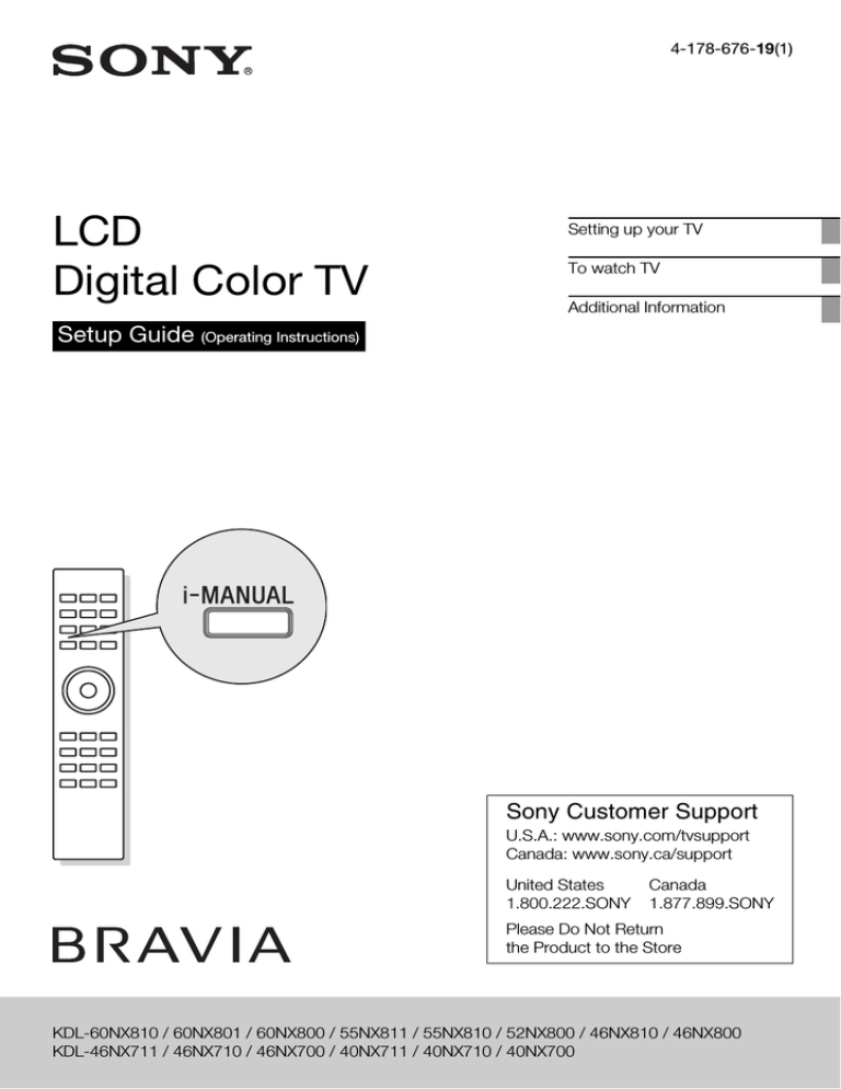 Sony 40NX710 User's manual Sony 40NX710 User's manual