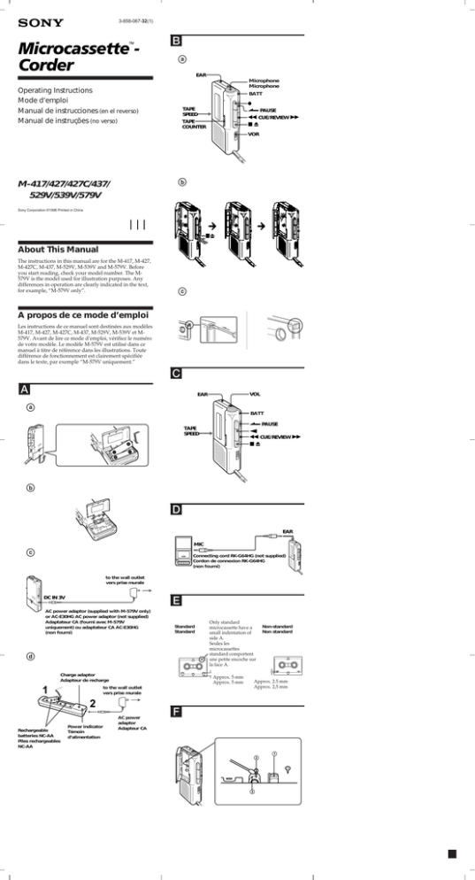 Sony M 529V, M 539V, M 427C, M 437, M 427, M 417, M-529V, 427, M 579V, M-425 User's manual Sony M 529V, M 539V, M 427C, M 437, M 427, M 417, M-529V, 427, M 579V, M-425 User's manual