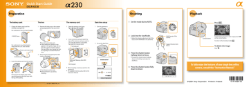 Sony α 230, A2302LENSBDL, DSLR-A230 Quick start guide Sony α 230, A2302LENSBDL, DSLR-A230 Quick start guide