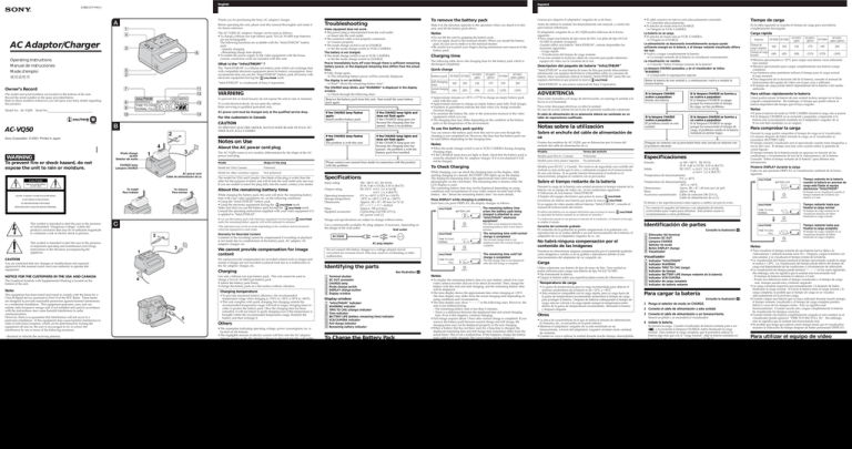 Sony ACV-Q50 Operating instructions Sony ACV-Q50 Operating instructions