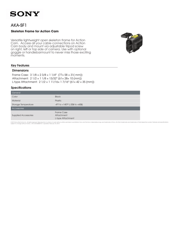 Sony AKA-SF1 Specification Sony AKA-SF1 Specification