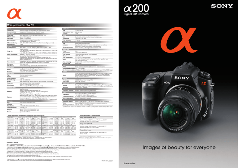Sony alpha 200 User's manual Sony alpha 200 User's manual