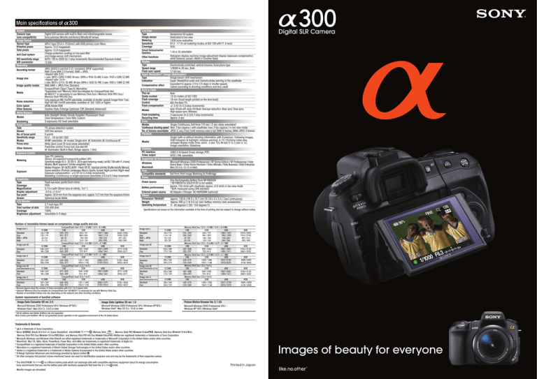Sony alpha 300 User's manual Sony alpha 300 User's manual