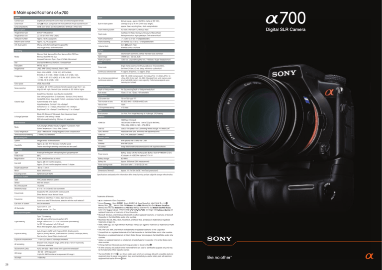 Sony alpha 700 User's manual Sony alpha 700 User's manual