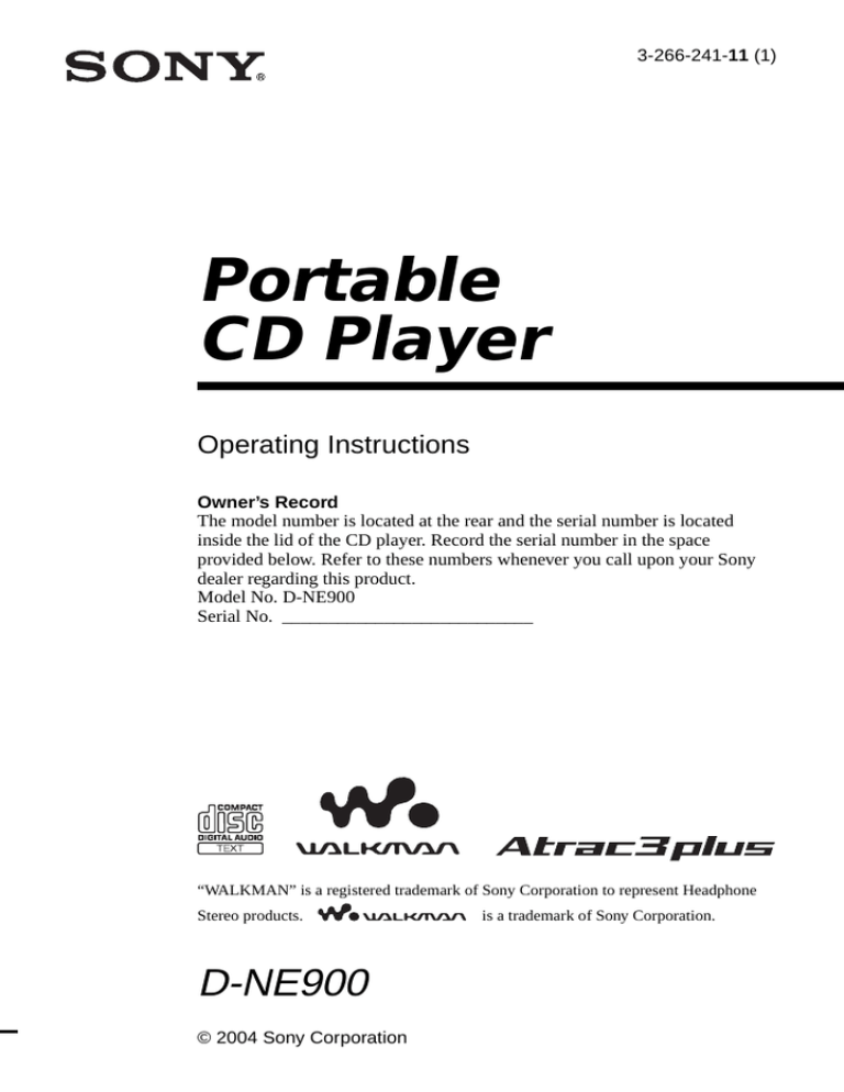 Sony Atrac3/MP3 User's manual Sony Atrac3/MP3 User's manual
