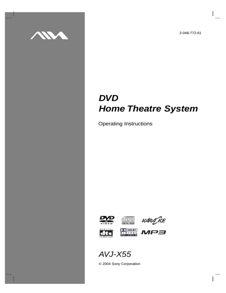 Sony AVJ-X55 User's manual Sony AVJ-X55 User's manual