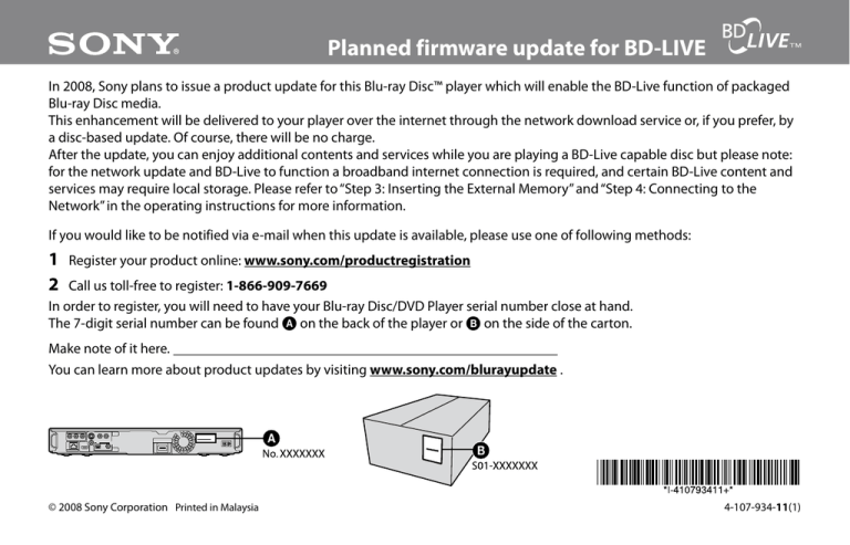 Sony BDP-BX1 User manual Sony BDP-BX1 User manual