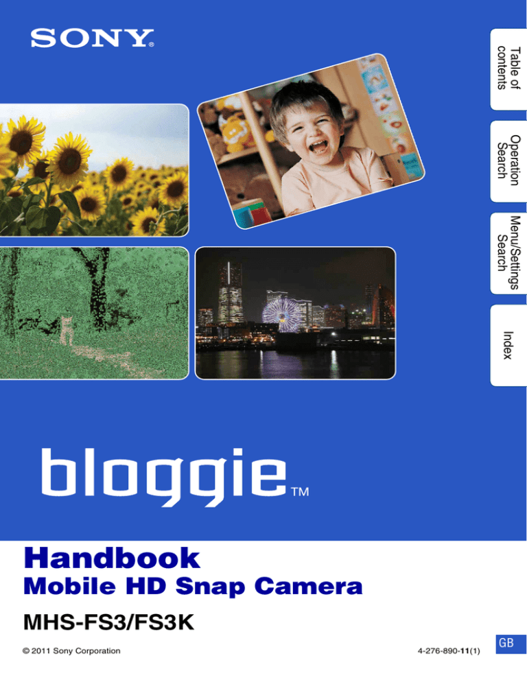 Sony BLOGGIE MHS-FS3/FS3K User's manual Sony BLOGGIE MHS-FS3/FS3K User's manual
