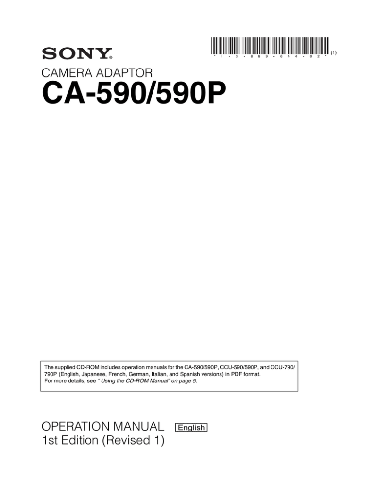 Sony CA-590 User manual Sony CA-590 User manual