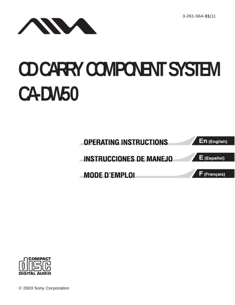 Sony CA-DW50 User's manual Sony CA-DW50 User's manual