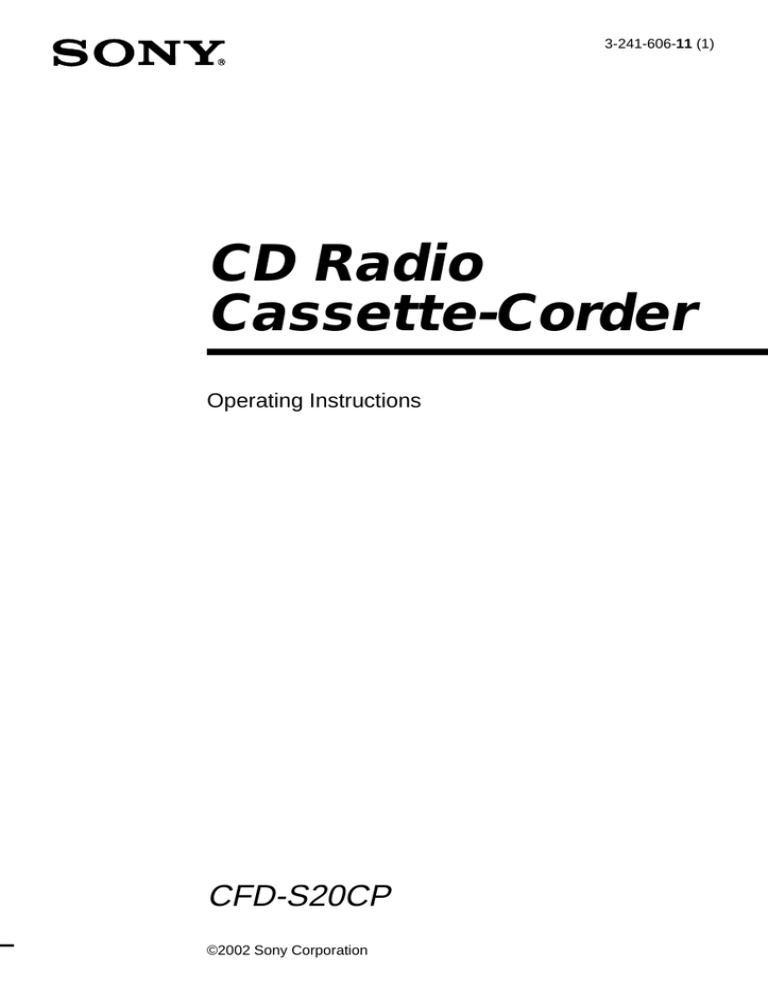 Sony cCFD-S20CP User's manual Sony cCFD-S20CP User's manual