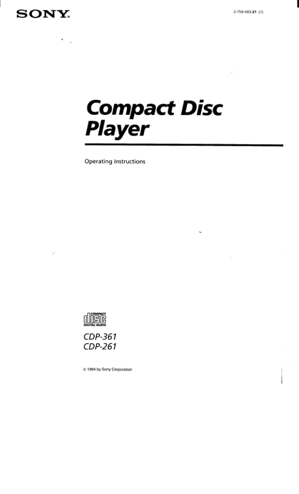 Sony CDP-361 Operating instructions Sony CDP-361 Operating instructions