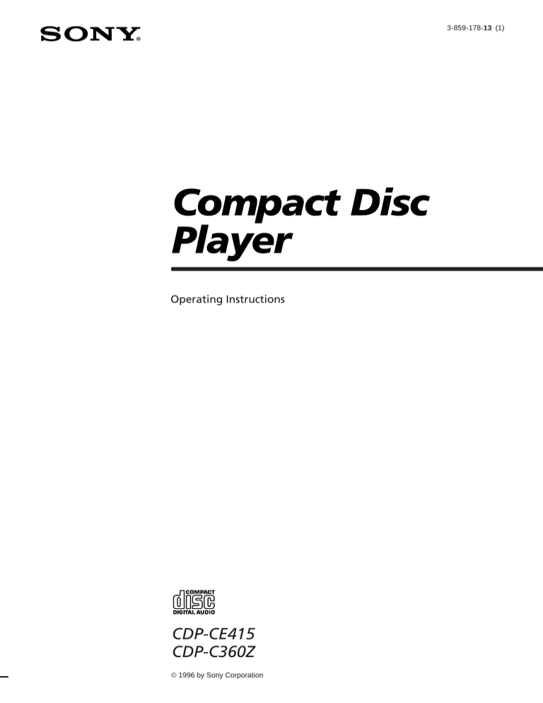 Sony CDP-CE415, CDP-C360Z User's manual Sony CDP-CE415, CDP-C360Z User's manual