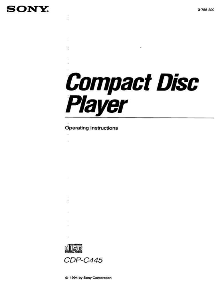 Sony CDP-C445 Operating instructions Sony CDP-C445 Operating instructions