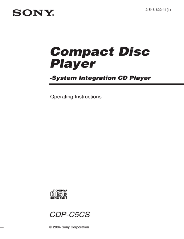 Sony CDP-C5CS User's manual Sony CDP-C5CS User's manual
