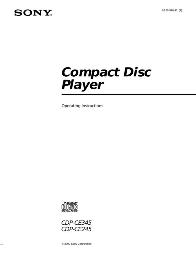 Sony CDP-CE345, CDP-CE245 User manual Sony CDP-CE345, CDP-CE245 User manual