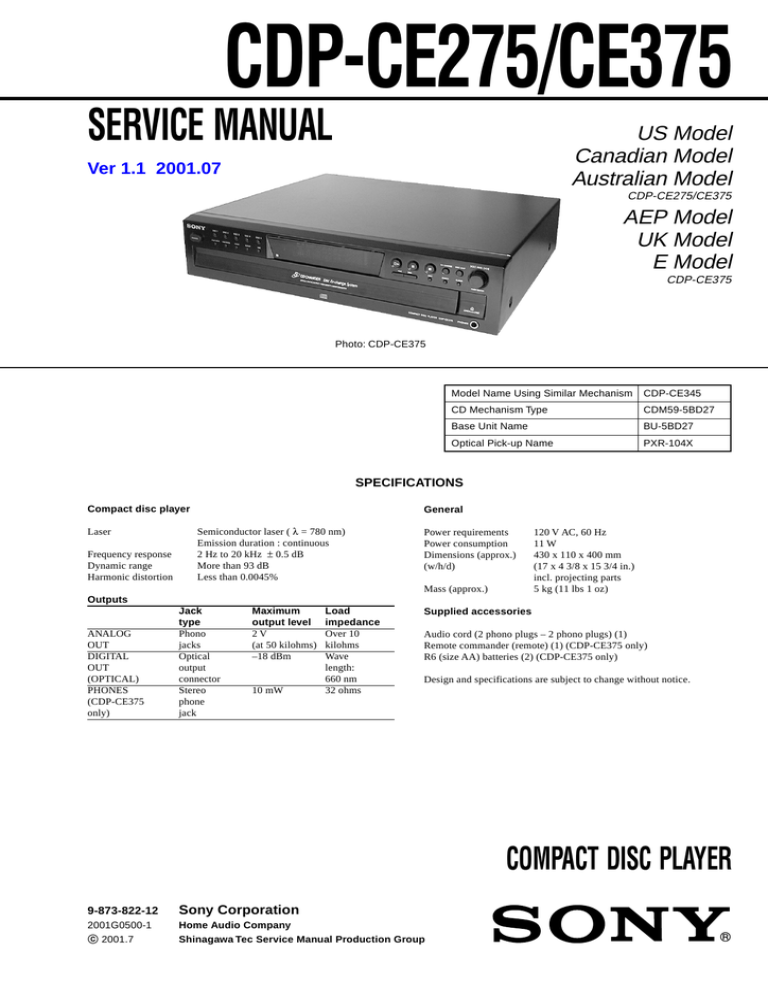 Sony CDP-CE375 User's manual Sony CDP-CE375 User's manual