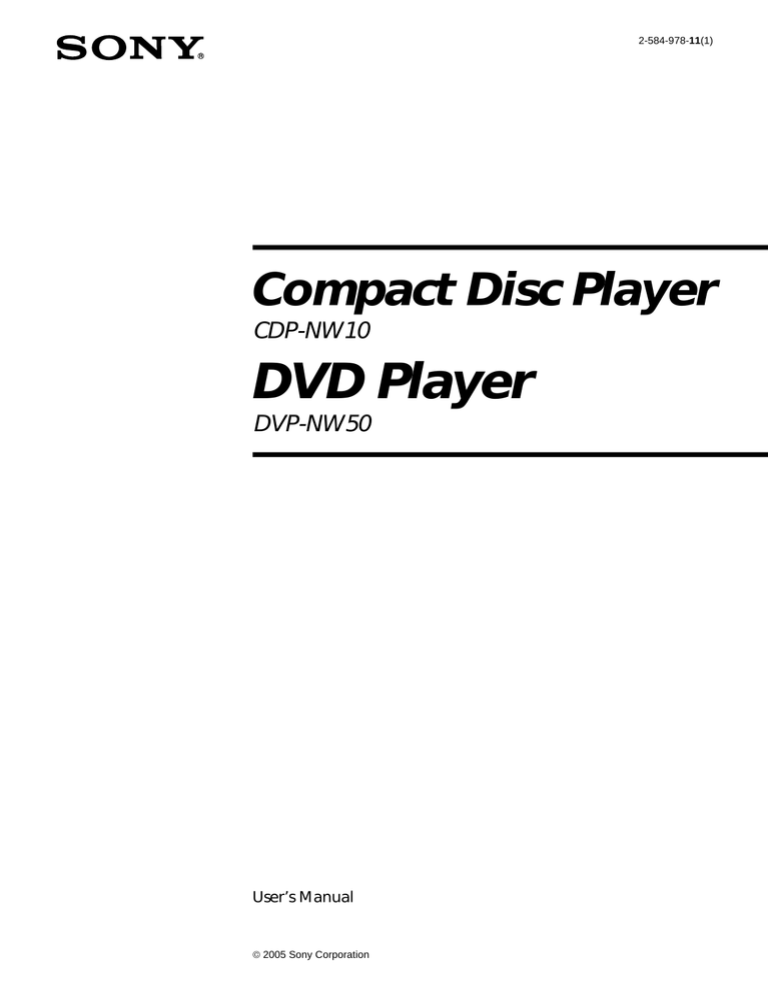 Sony CDP-NW10 User's manual Sony CDP-NW10 User's manual