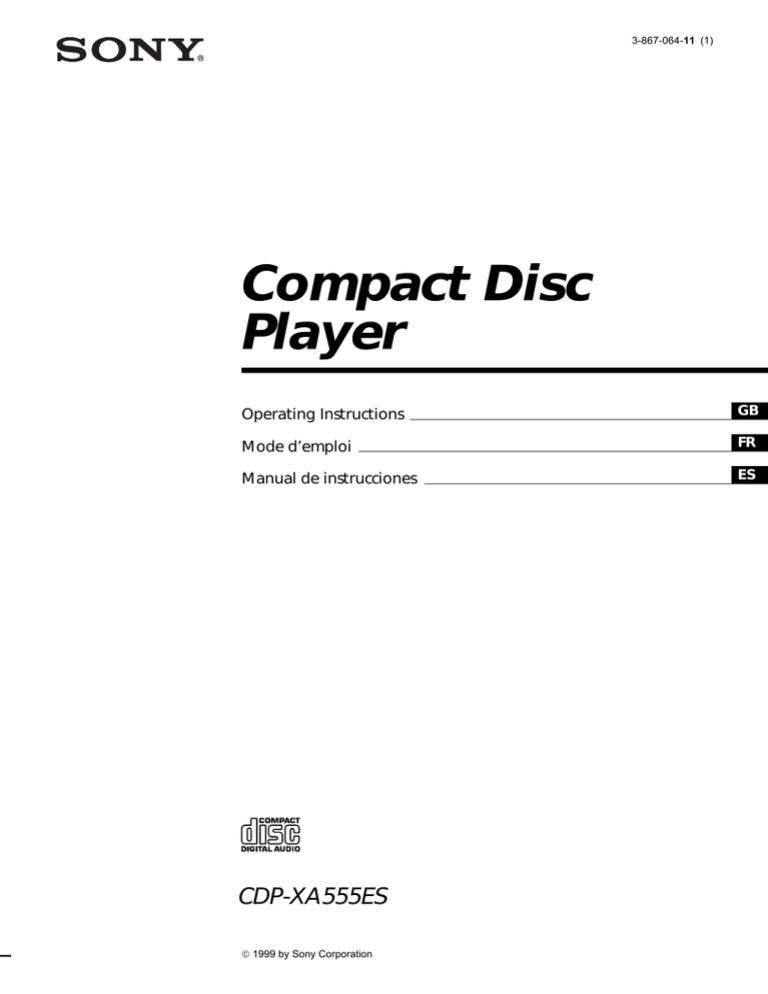 Sony CDP-XA555ES User's manual Sony CDP-XA555ES User's manual