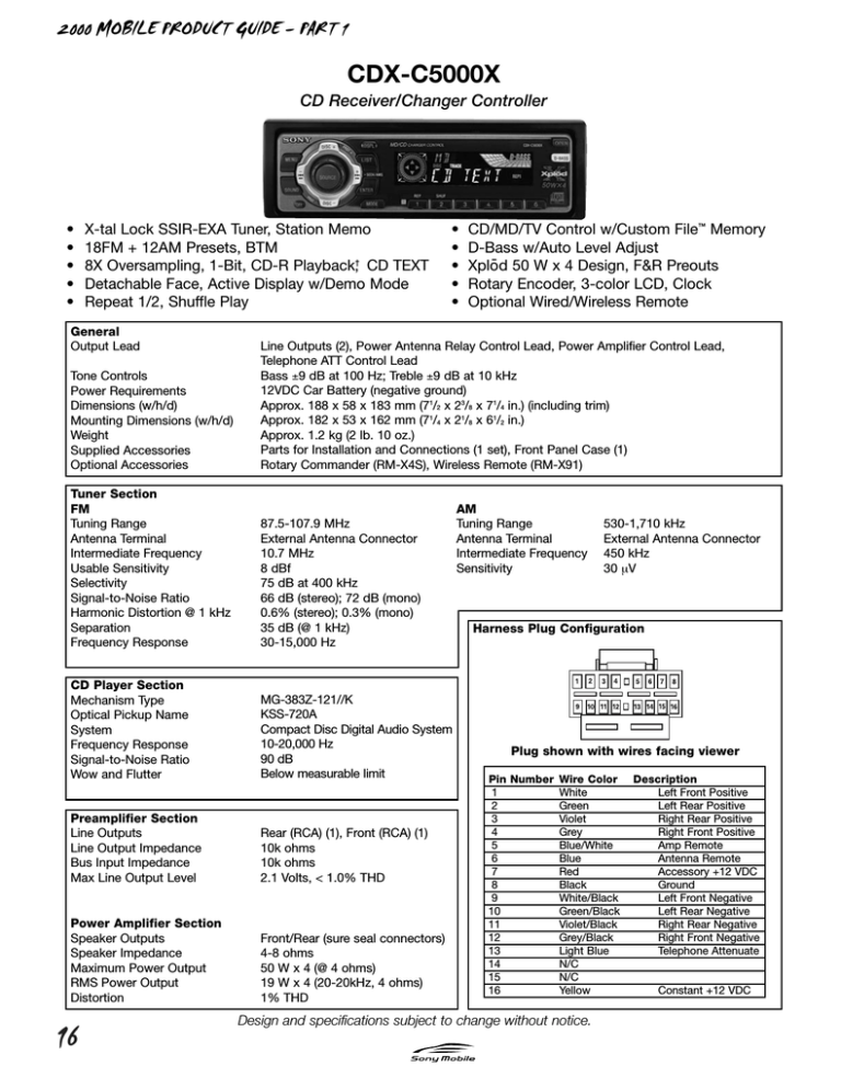 Sony CDX-C5000X User guide Sony CDX-C5000X User guide