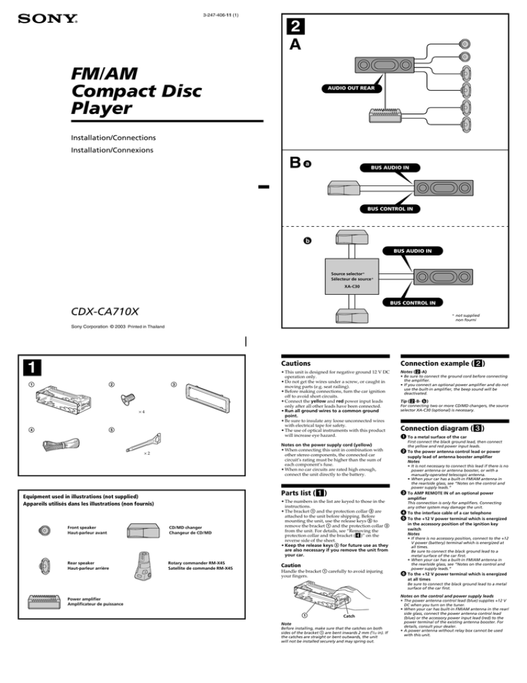 Sony CDX-CA710X Installation Instructions Sony CDX-CA710X Installation Instructions