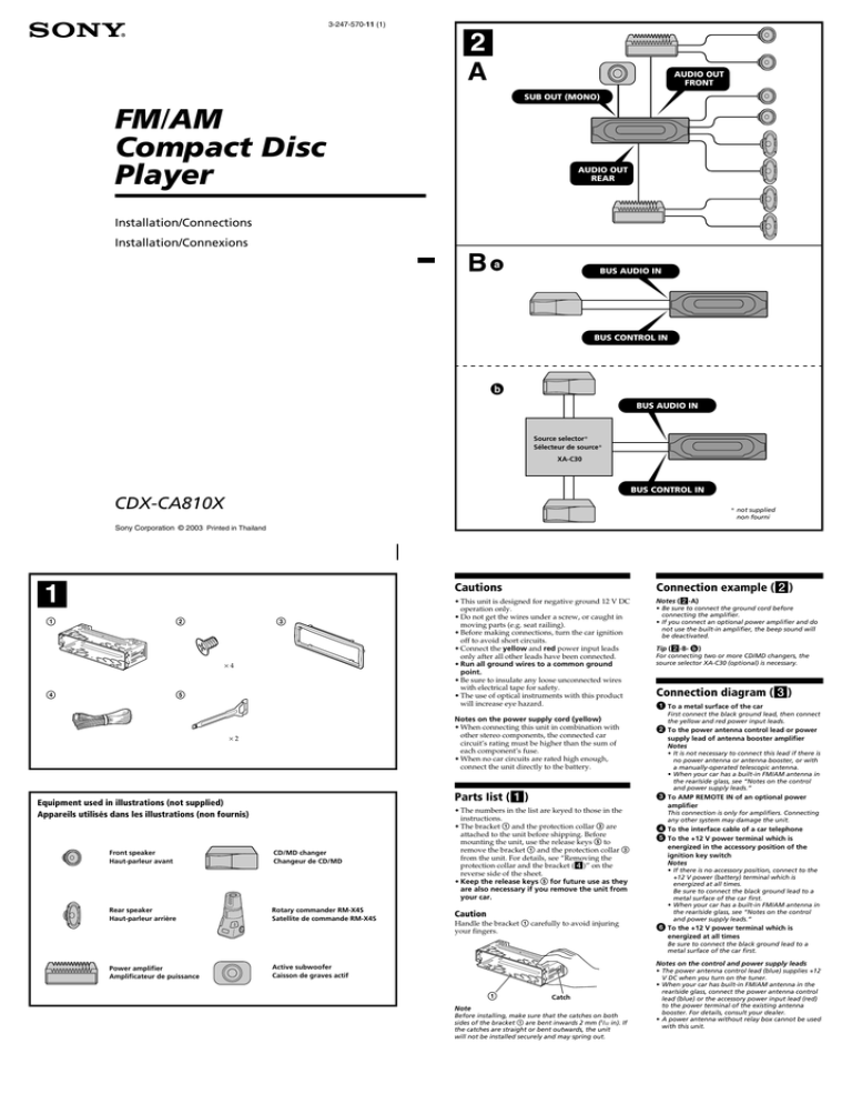 Sony CDX-CA810X Installation Instructions Sony CDX-CA810X Installation Instructions