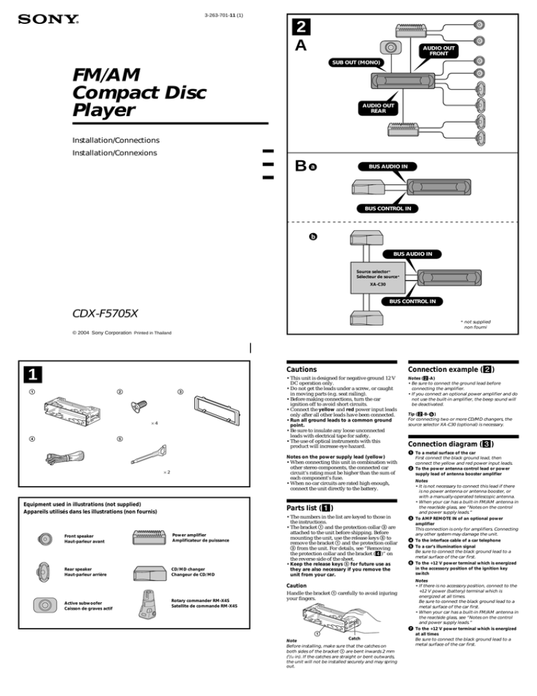 Sony CDX-F5705X Owner's manual Sony CDX-F5705X Owner's manual