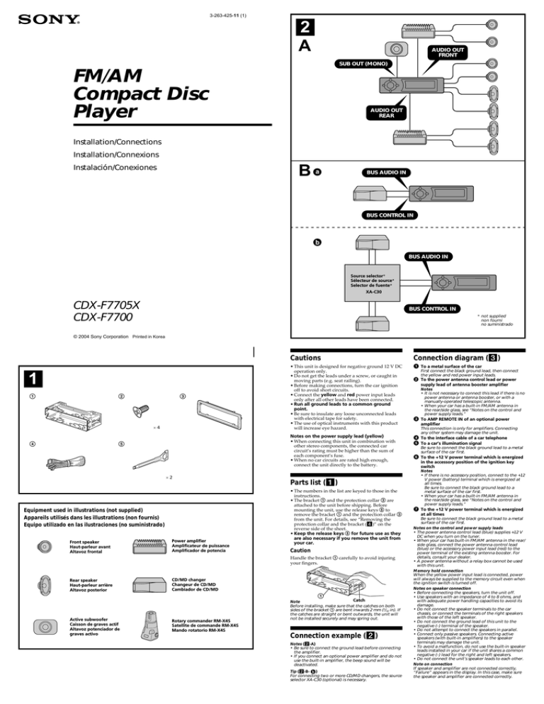 Sony CDX-F7700 Installation guide Sony CDX-F7700 Installation guide