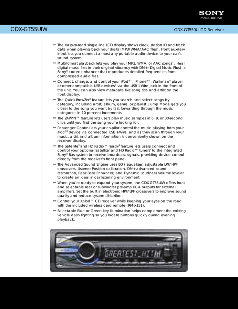 Sony CDX GT550UI User's manual Sony CDX GT550UI User's manual