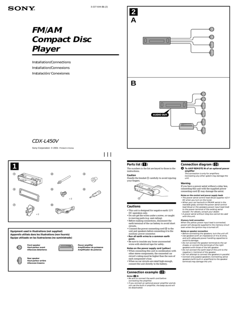 Sony CDX-L450V User's manual Sony CDX-L450V User's manual