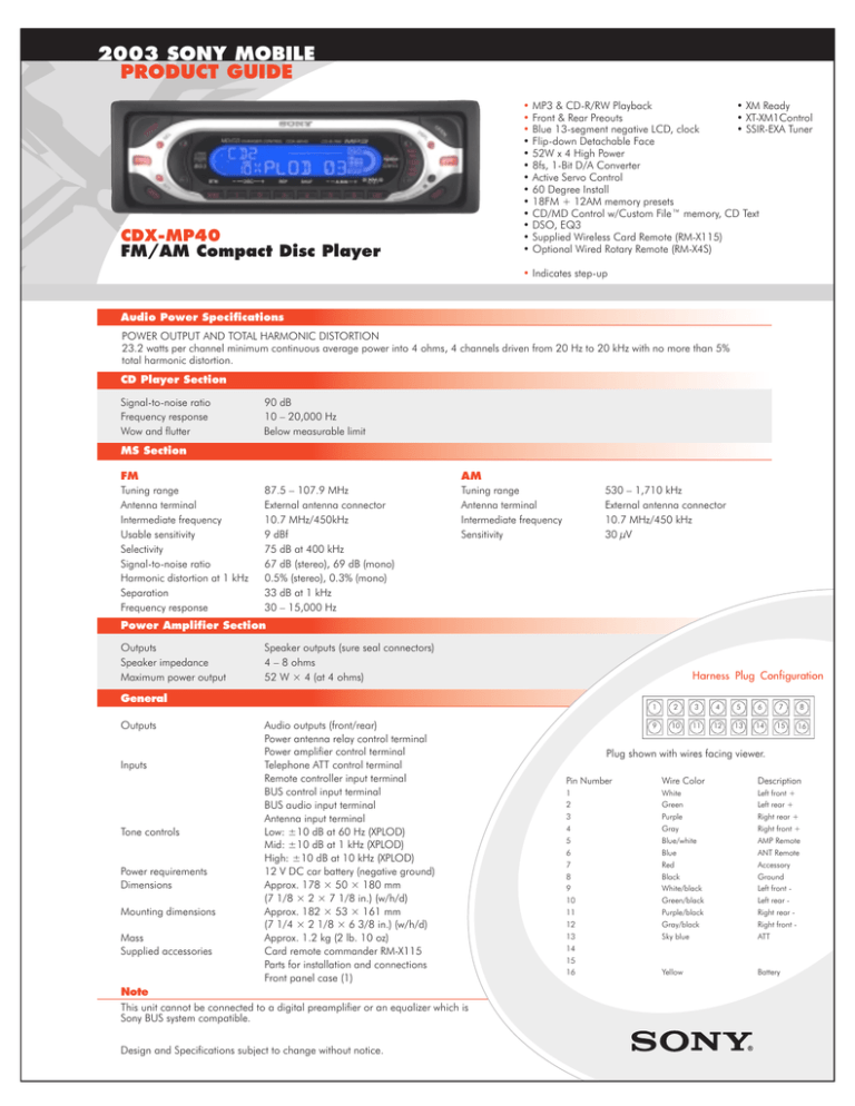Sony CDX-MP40 User guide Sony CDX-MP40 User guide