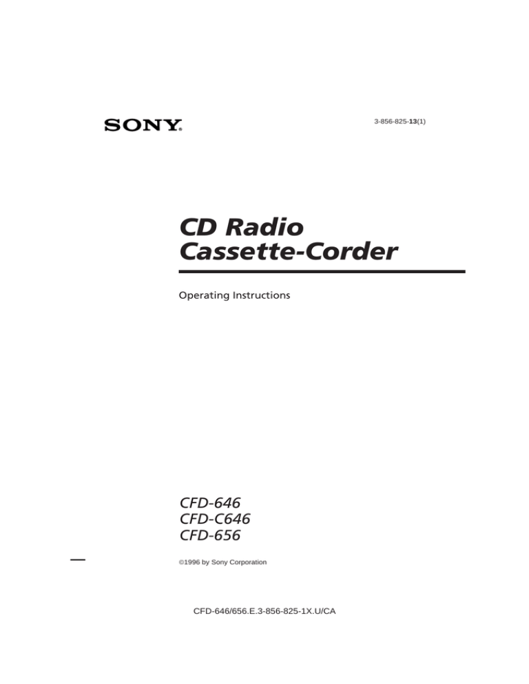 Sony CFD-C646, CFD-656, CFD-646 User's manual Sony CFD-C646, CFD-656, CFD-646 User's manual