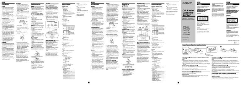 Sony CFD-S36, CFD-S36L, CFD-926L, CFD-S26L, CFD-S26 User's manual Sony CFD-S36, CFD-S36L, CFD-926L, CFD-S26L, CFD-S26 User's manual