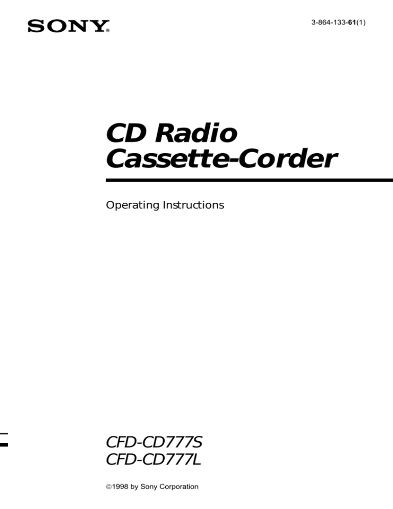 Sony CFD-CD777L, CFD-CD777S User's manual Sony CFD-CD777L, CFD-CD777S User's manual