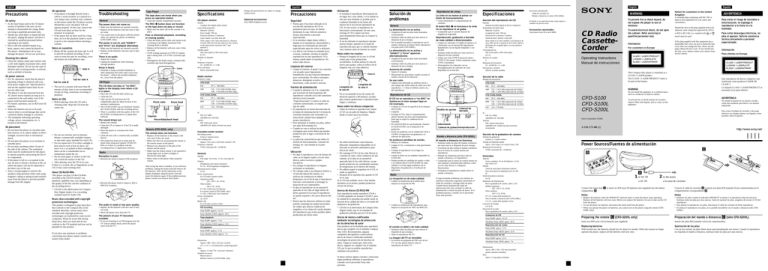 Sony CFD-S100, CFD-S200L, CFD-S100L User's manual Sony CFD-S100, CFD-S200L, CFD-S100L User's manual