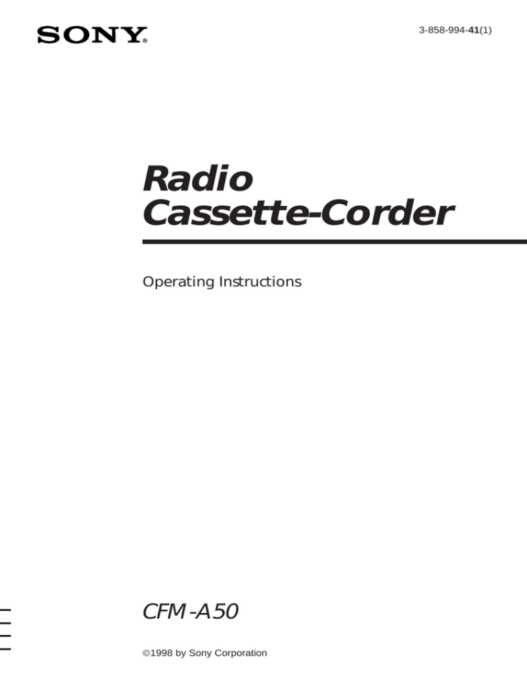 Sony CFM-A50 User's manual Sony CFM-A50 User's manual