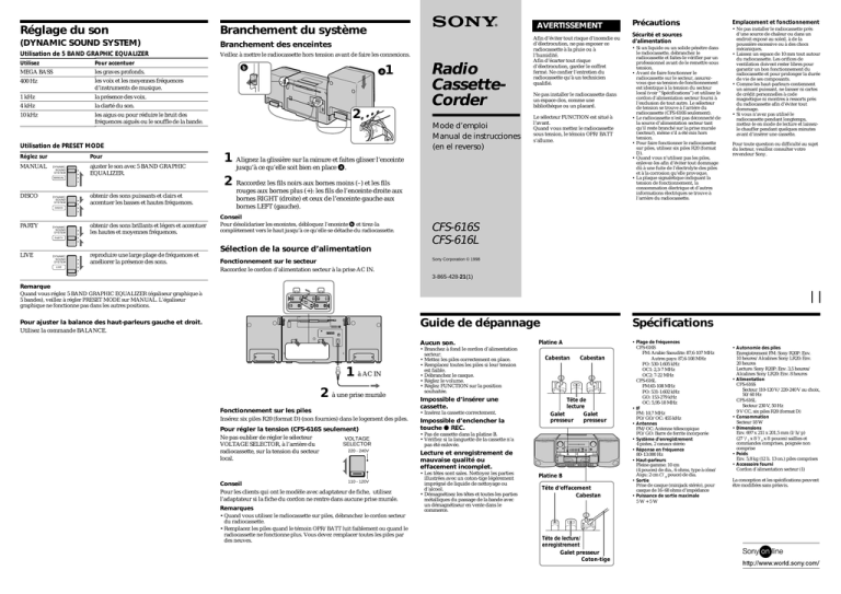 Sony CFS-616L User's manual Sony CFS-616L User's manual