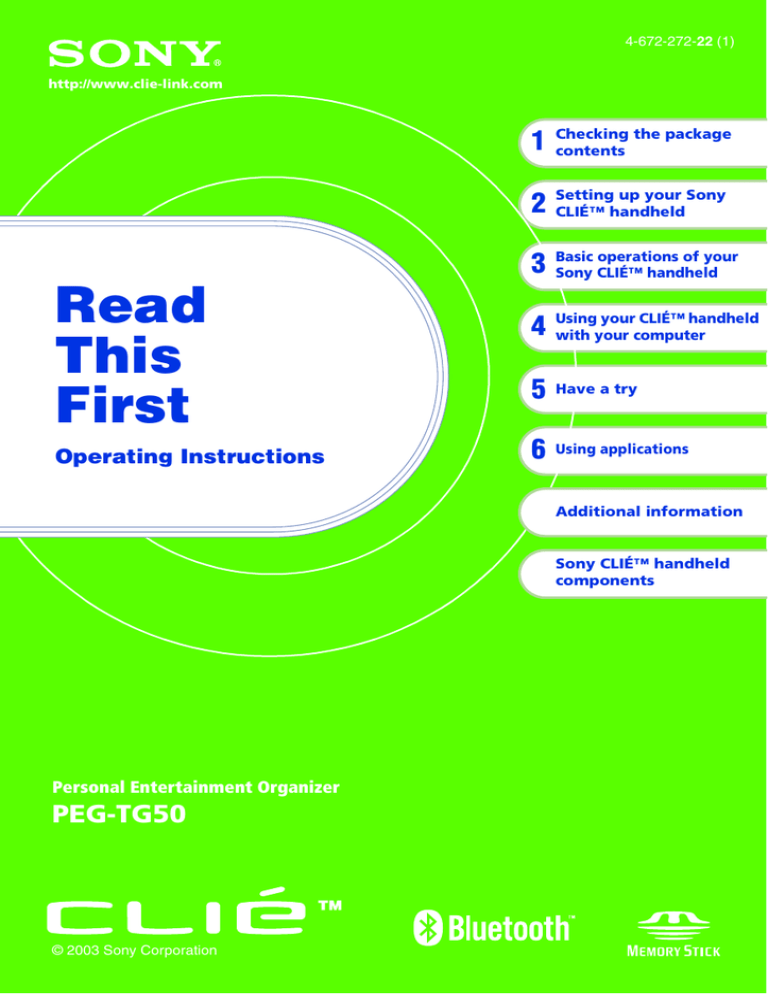 Sony CLIE PEG-TG50 User's manual Sony CLIE PEG-TG50 User's manual