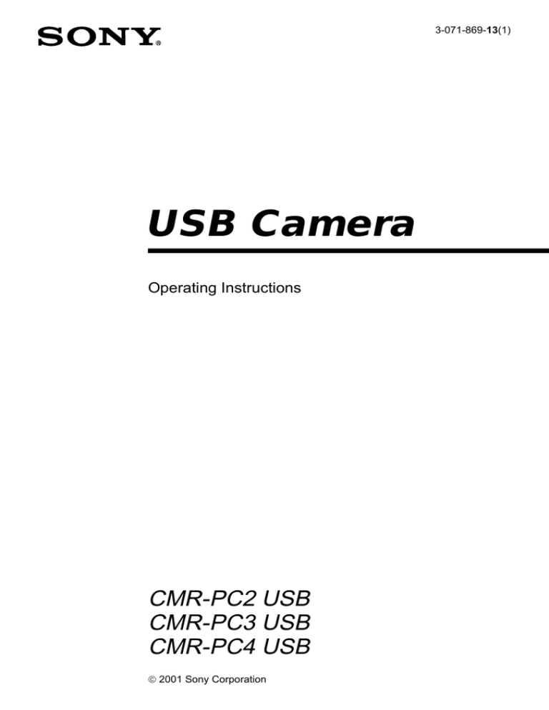 Sony CMR-PC4 USB User manual Sony CMR-PC4 USB User manual