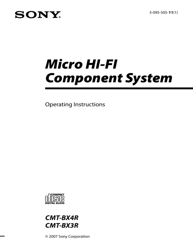 Sony CMT-BX3R, CMT-BX4R User's manual Sony CMT-BX3R, CMT-BX4R User's manual