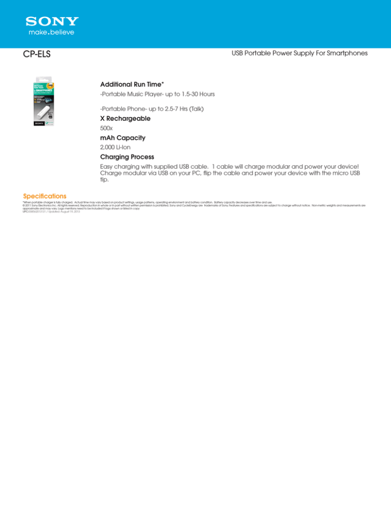 Sony CP-ELS Specification Sony CP-ELS Specification