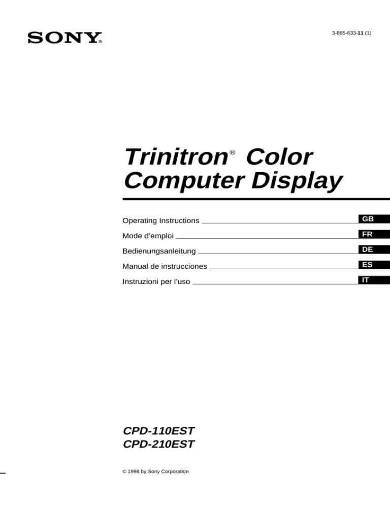 Sony CPD-110EST User's manual Sony CPD-110EST User's manual