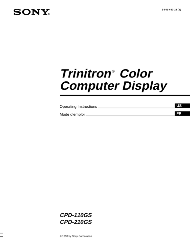 Sony CPD-110GS User's manual Sony CPD-110GS User's manual