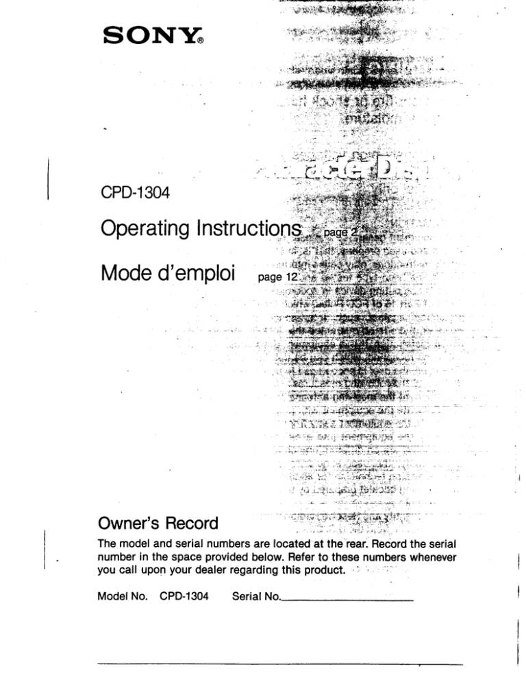 Sony CPD-1304C Operating instructions Sony CPD-1304C Operating instructions